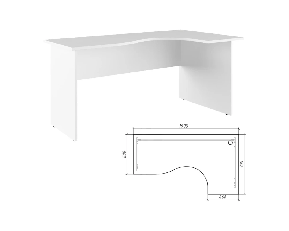 Стол эргономичный правый 160 Тренд / Trend Белый