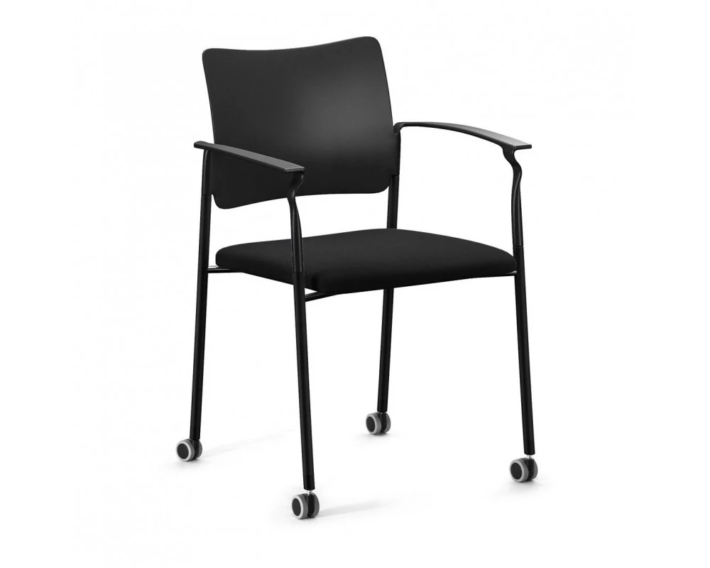 Кресло Pinko Black на колесах подлокотники Пластик/Ткань, Черный