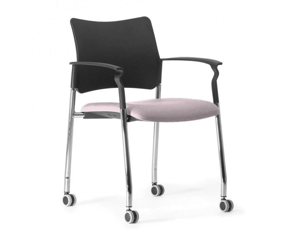 Кресло Pinko на колесах подлокотники Пластик/Ткань, Черный/Серый