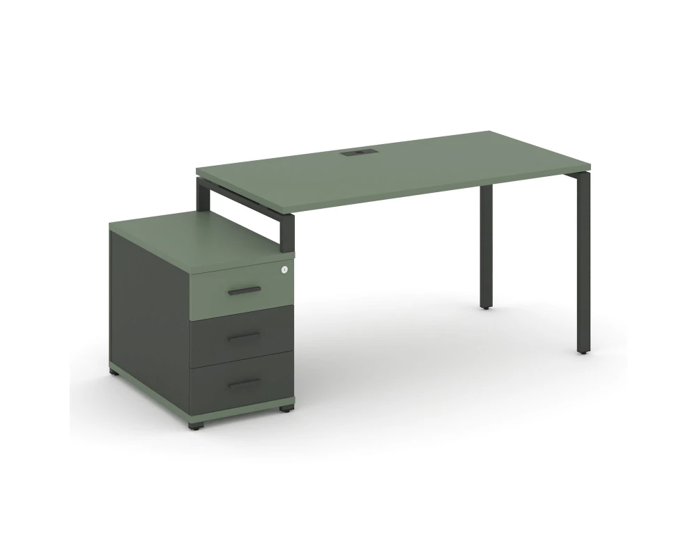 Стол письменный с 1 опорной тумбой CN.SP-304 W 1580/1946x720x750 Концепт / Concept