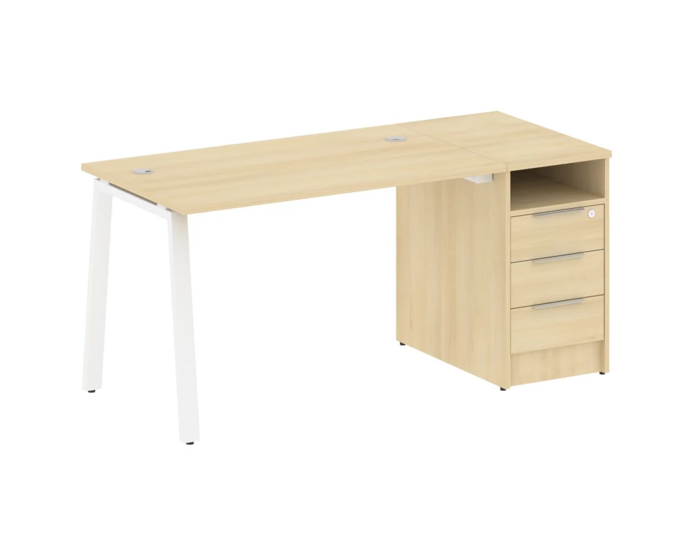 Рабочая станция на А-образном м/к с опорной тумбой 161,2x72x75 Metal System