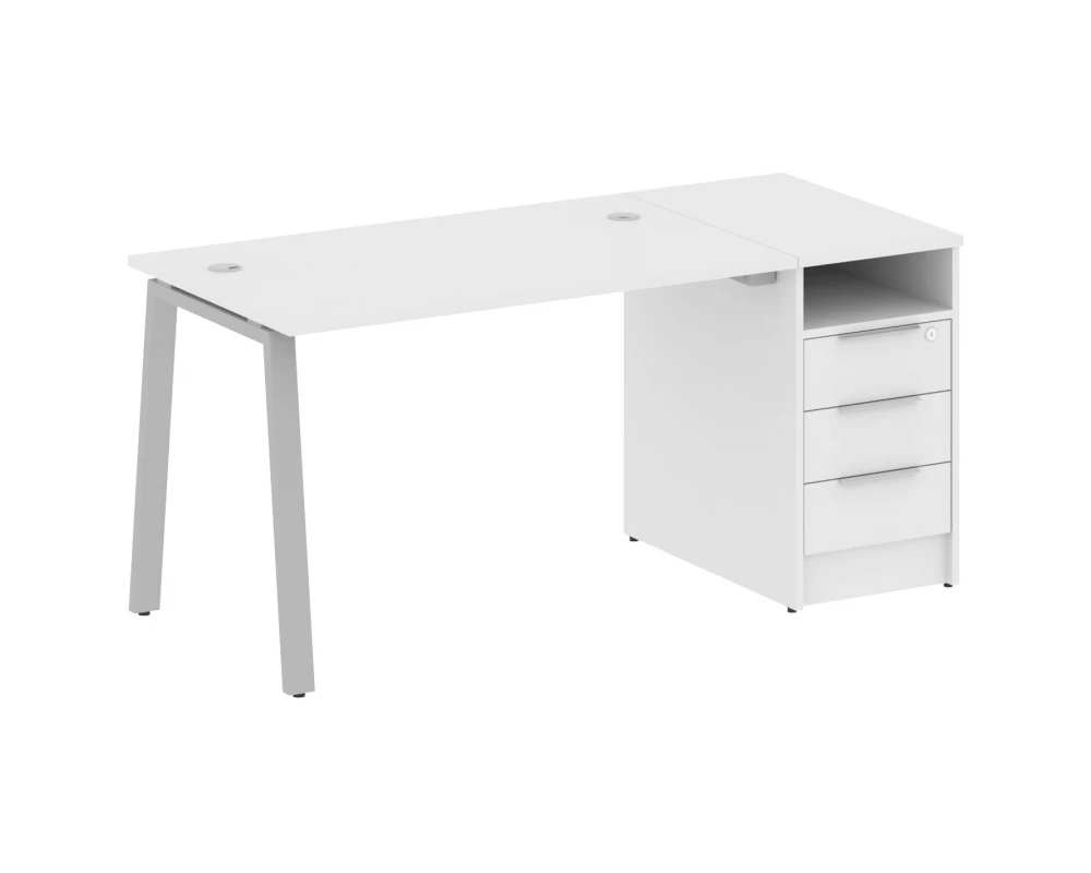 Рабочая станция на А-образном м/к с опорной тумбой 161,2x72x75 Metal System