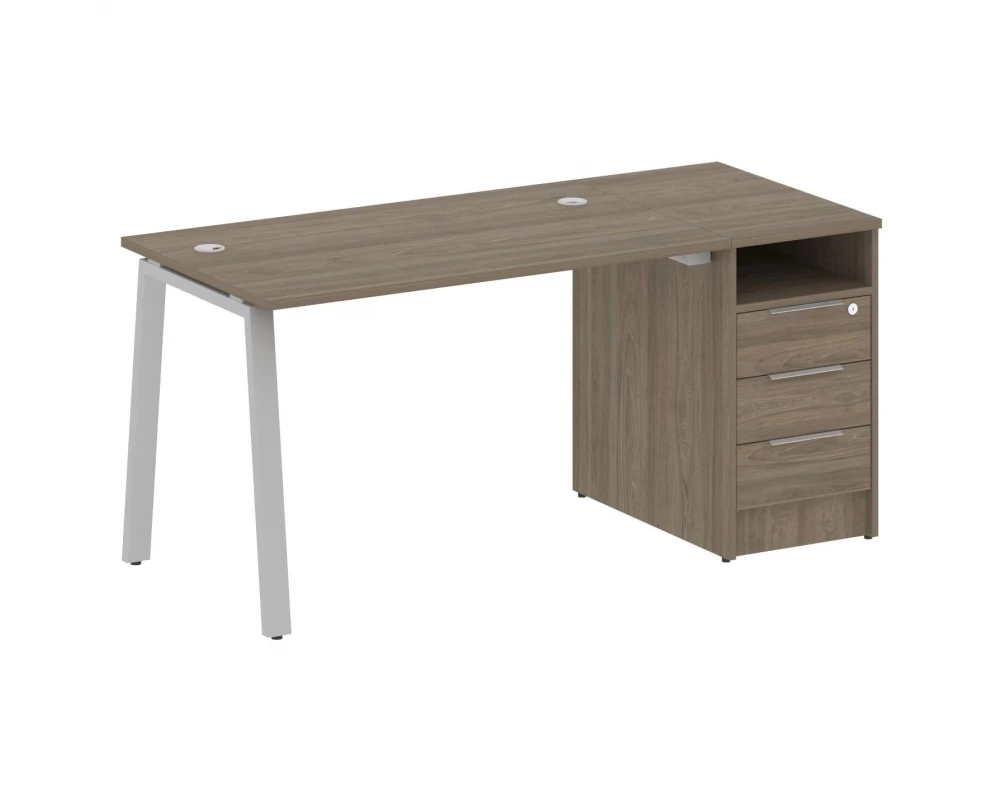 Рабочая станция на А-образном м/к с опорной тумбой 161,2x72x75 Metal System