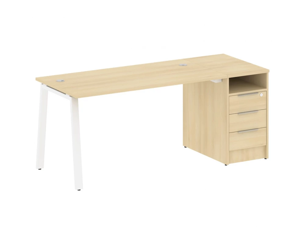 Рабочая станция на А-образном м/к с опорной тумбой 181,2x72x75 Metal System