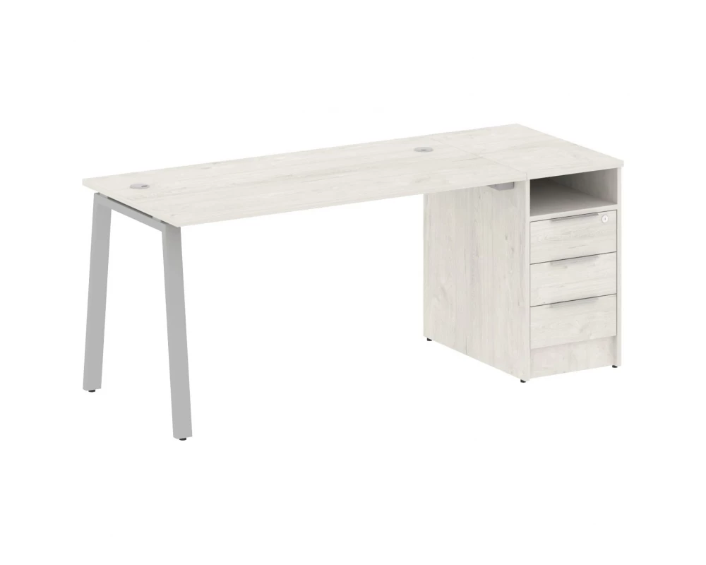 Рабочая станция на А-образном м/к с опорной тумбой 181,2x72x75 Metal System