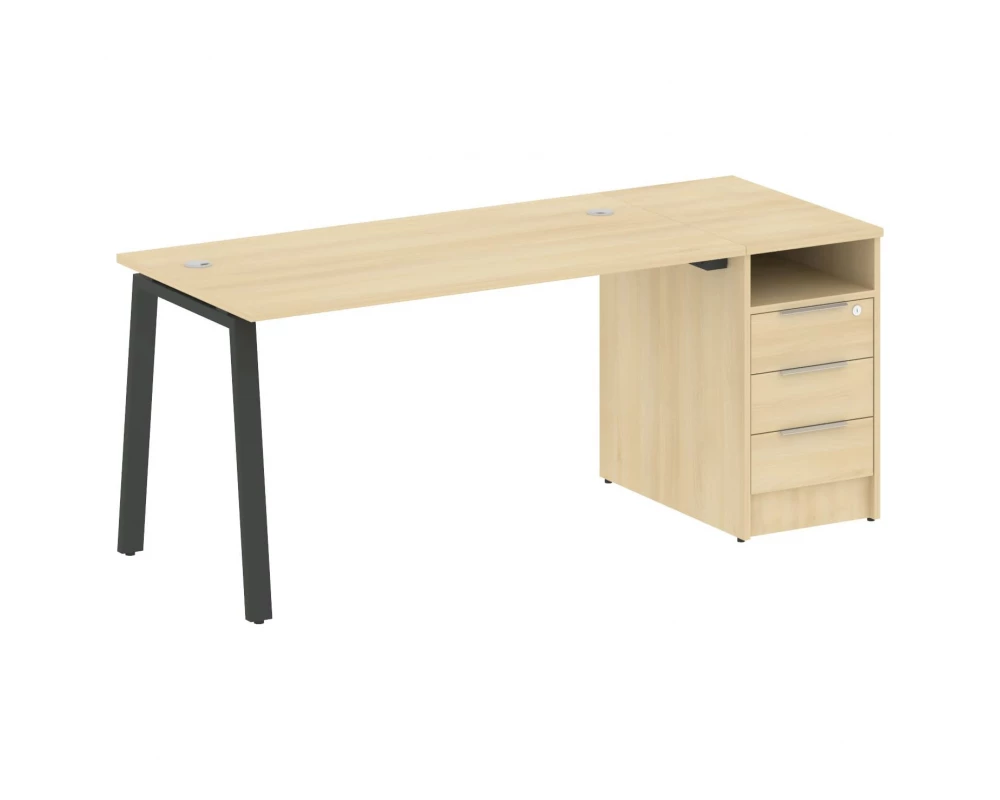 Рабочая станция на А-образном м/к с опорной тумбой 181,2x72x75 Metal System