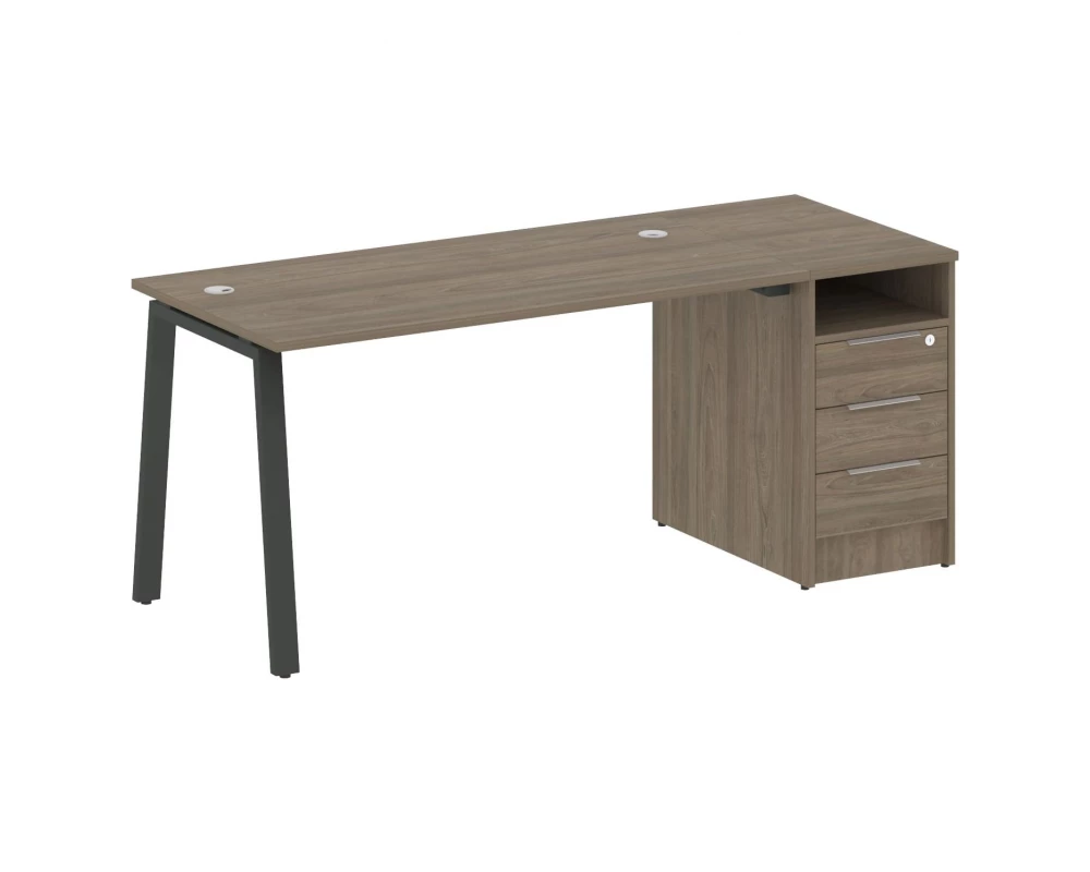 Рабочая станция на А-образном м/к с опорной тумбой 181,2x72x75 Metal System