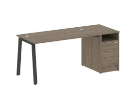 Рабочая станция на А-образном м/к с опорной тумбой 181,2x72x75 Metal System images