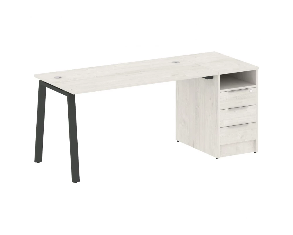 Рабочая станция на А-образном м/к с опорной тумбой 181,2x72x75 Metal System