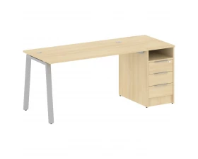 Рабочая станция на А-образном м/к с опорной тумбой 181,2x72x75 Metal System images