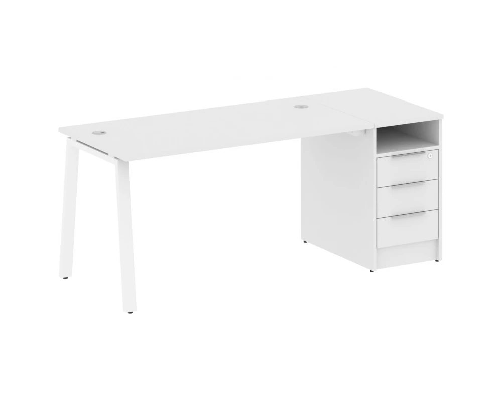 Рабочая станция на А-образном м/к с опорной тумбой 181,2x72x75 Metal System