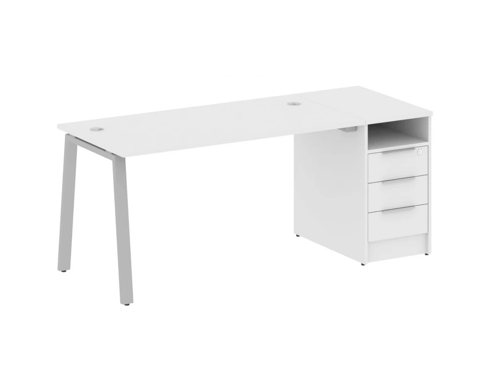 Рабочая станция на А-образном м/к с опорной тумбой 181,2x72x75 Metal System