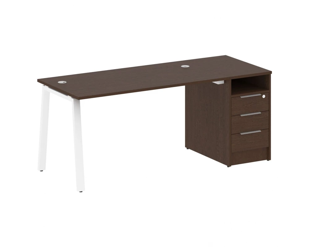 Рабочая станция на А-образном м/к с опорной тумбой 181,2x72x75 Metal System