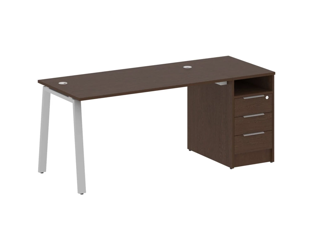 Рабочая станция на А-образном м/к с опорной тумбой 181,2x72x75 Metal System