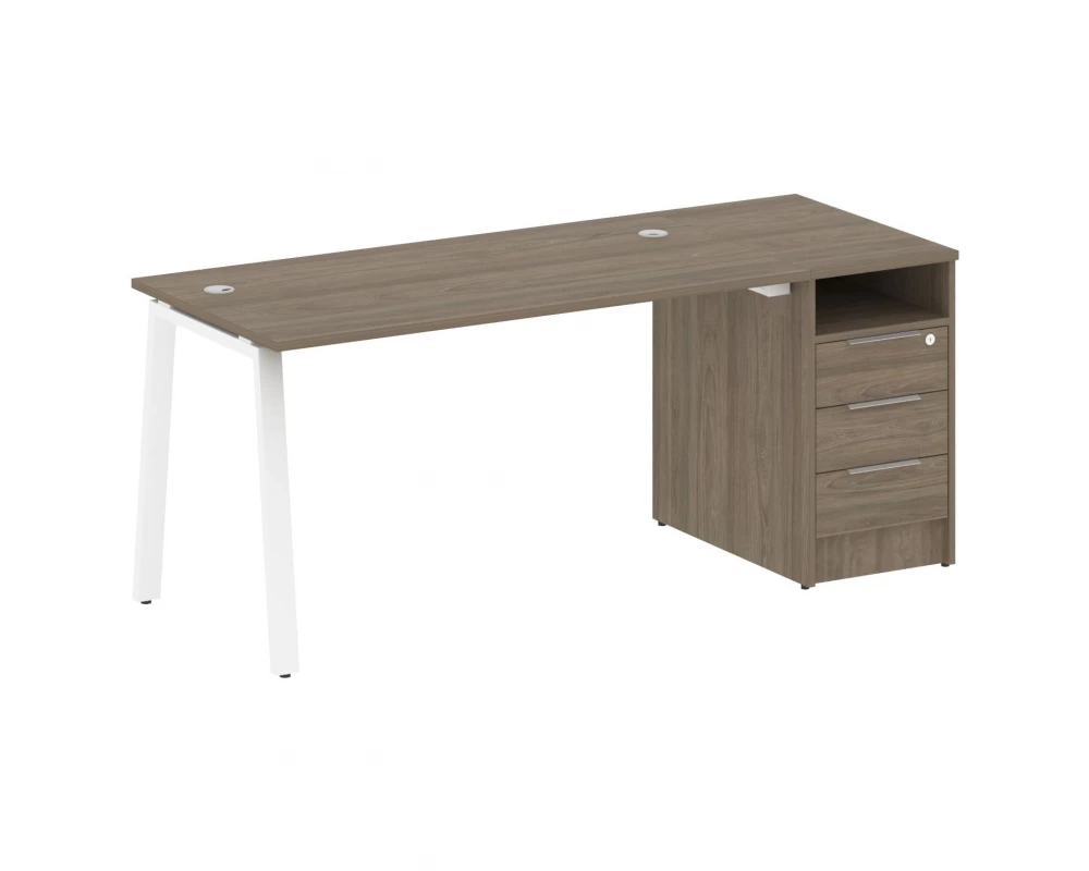 Рабочая станция на А-образном м/к с опорной тумбой 181,2x72x75 Metal System