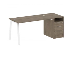 Рабочая станция на А-образном м/к с опорной тумбой 181,2x72x75 Metal System images