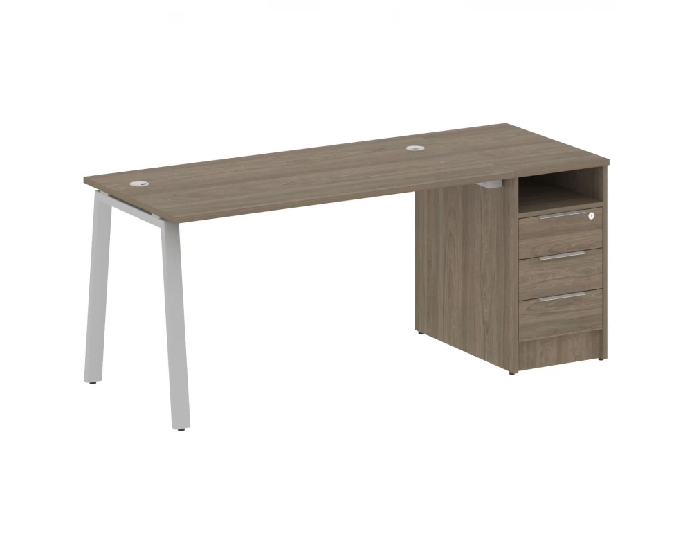 Рабочая станция на А-образном м/к с опорной тумбой 181,2x72x75 Metal System