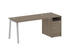 Рабочая станция на А-образном м/к с опорной тумбой 181,2x72x75 Metal System images