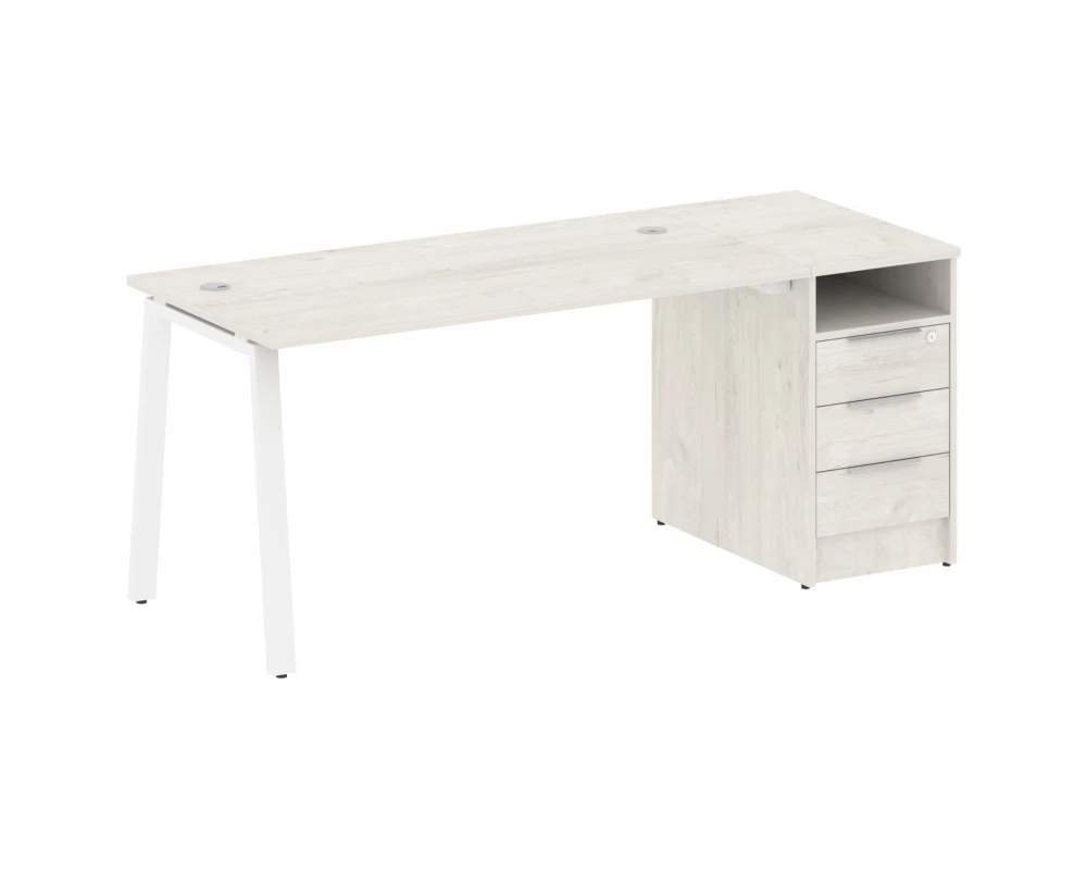 Рабочая станция на А-образном м/к с опорной тумбой 181,2x72x75 Metal System