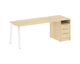 Рабочая станция на А-образном м/к с опорной тумбой 201,2x72x75 Metal System images