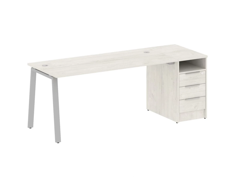 Рабочая станция на А-образном м/к с опорной тумбой 201,2x72x75 Metal System