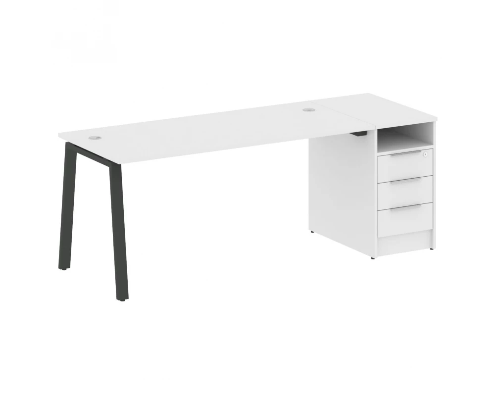 Рабочая станция на А-образном м/к с опорной тумбой 201,2x72x75 Metal System