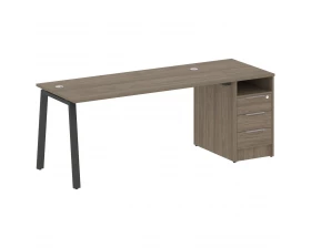 Рабочая станция на А-образном м/к с опорной тумбой 201,2x72x75 Metal System images