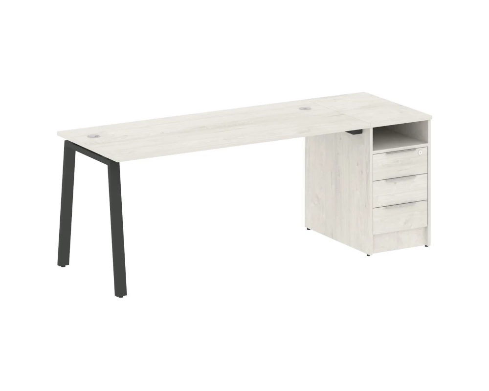 Рабочая станция на А-образном м/к с опорной тумбой 201,2x72x75 Metal System