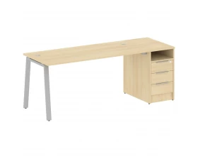 Рабочая станция на А-образном м/к с опорной тумбой 201,2x72x75 Metal System images