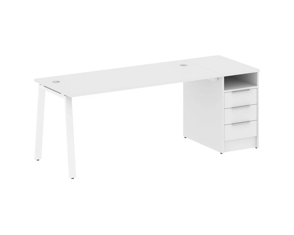 Рабочая станция на А-образном м/к с опорной тумбой 201,2x72x75 Metal System