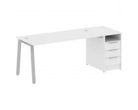 Рабочая станция на А-образном м/к с опорной тумбой 201,2x72x75 Metal System images