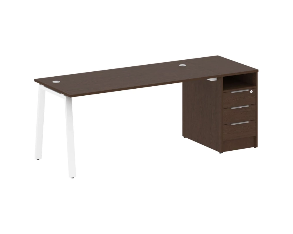 Рабочая станция на А-образном м/к с опорной тумбой 201,2x72x75 Metal System