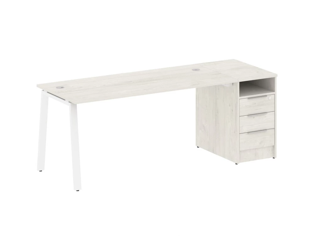 Рабочая станция на А-образном м/к с опорной тумбой 201,2x72x75 Metal System