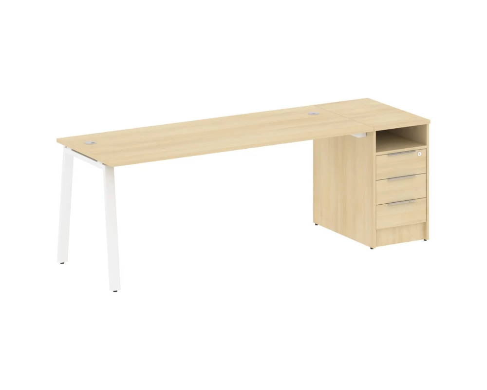 Рабочая станция на А-образном м/к с опорной тумбой 221,2x72x75 Metal System