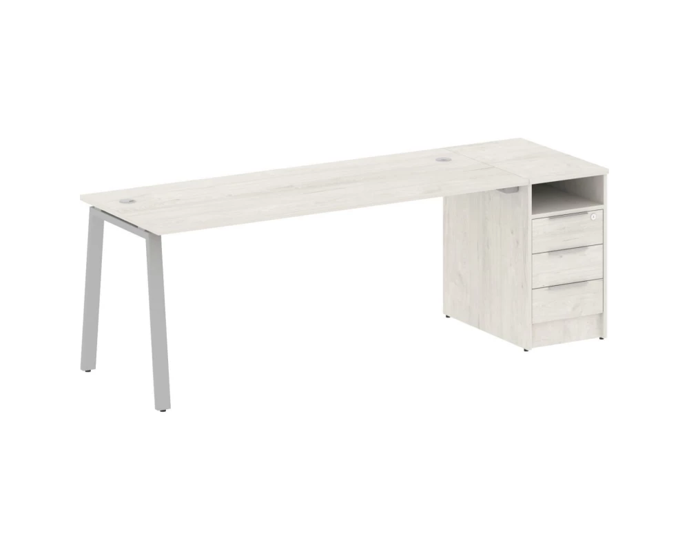 Рабочая станция на А-образном м/к с опорной тумбой 221,2x72x75 Metal System