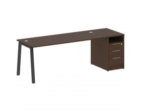 Рабочая станция на А-образном м/к с опорной тумбой 221,2x72x75 Metal System images