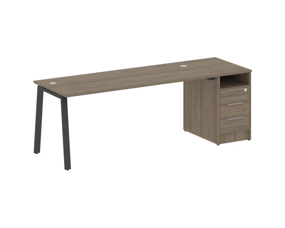 Рабочая станция на А-образном м/к с опорной тумбой 221,2x72x75 Metal System