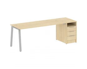 Рабочая станция на А-образном м/к с опорной тумбой 221,2x72x75 Metal System images