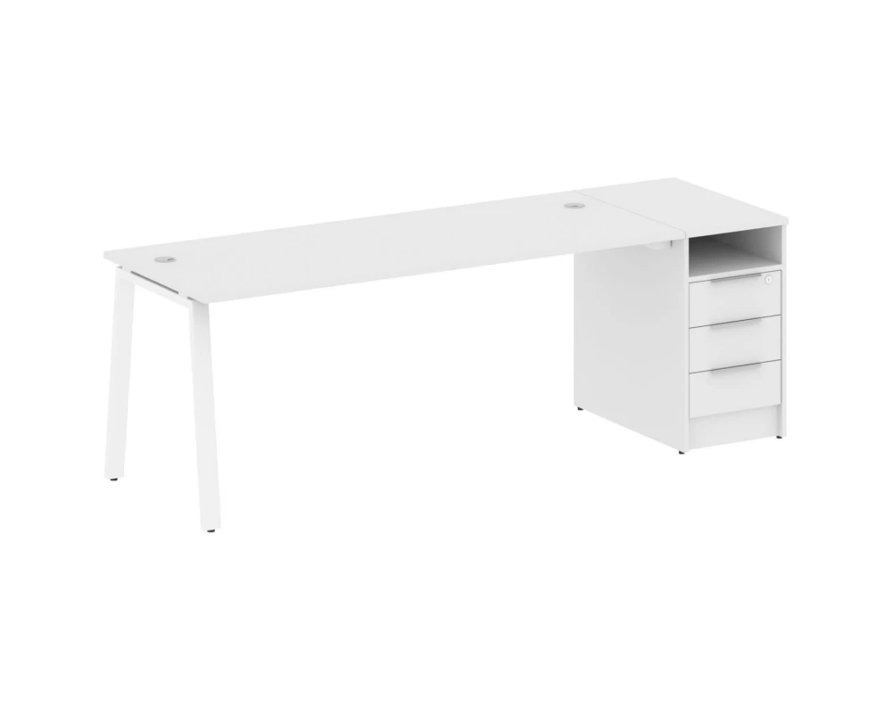 Рабочая станция на А-образном м/к с опорной тумбой 221,2x72x75 Metal System