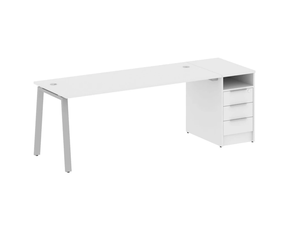 Рабочая станция на А-образном м/к с опорной тумбой 221,2x72x75 Metal System