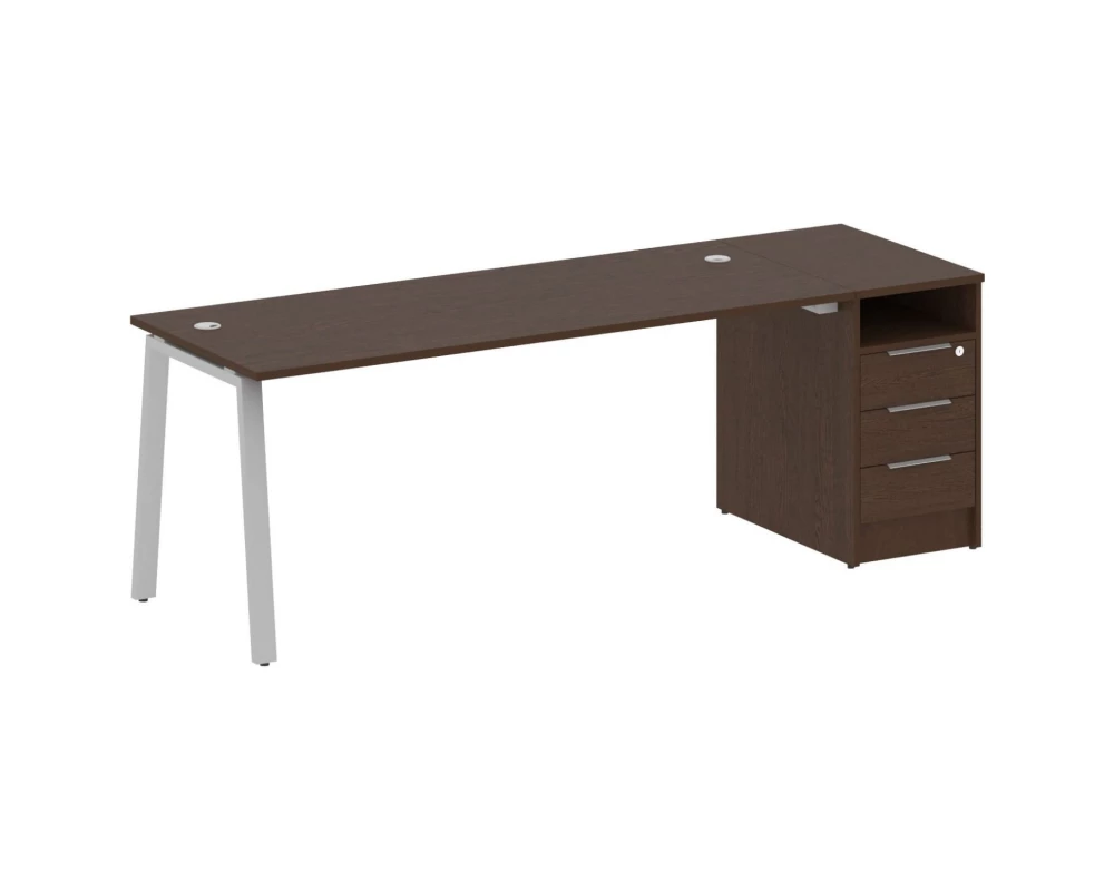 Рабочая станция на А-образном м/к с опорной тумбой 221,2x72x75 Metal System