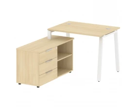 Рабочая станция на А-образном м/к с опорной тумбой левая 110x152x75 Metal System images