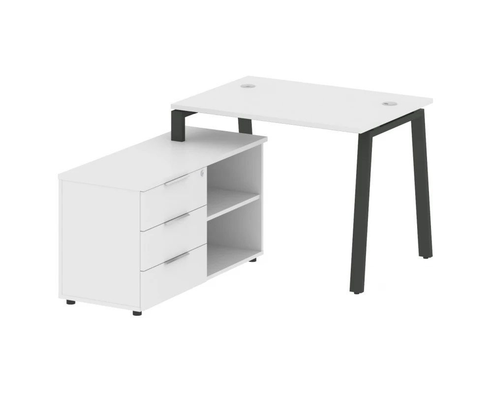 Рабочая станция на А-образном м/к с опорной тумбой левая 110x152x75 Metal System