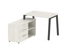 Рабочая станция на А-образном м/к с опорной тумбой левая 110x152x75 Metal System images