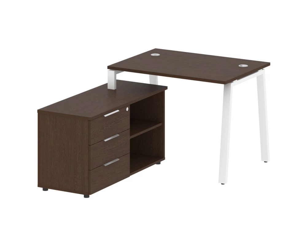 Рабочая станция на А-образном м/к с опорной тумбой левая 110x152x75 Metal System