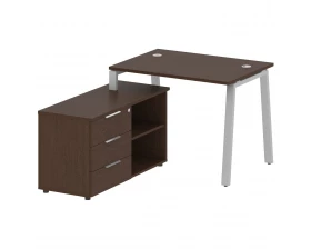 Рабочая станция на А-образном м/к с опорной тумбой левая 110x152x75 Metal System images