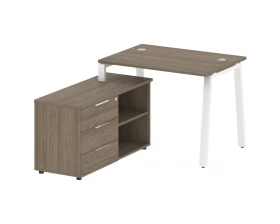 Рабочая станция на А-образном м/к с опорной тумбой левая 110x152x75 Metal System images