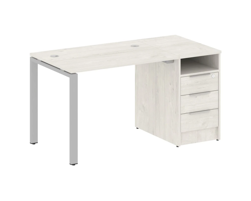 Рабочая станция на П-образном м/к с опорной тумбой 141,2x72x75 Метал Систем / Metal System