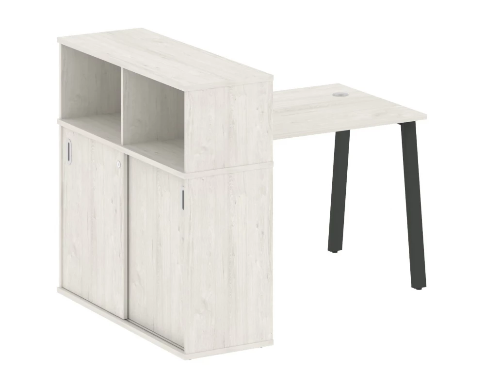 Стол письменный на А-образном м/к с опорным шкафом-купе 141x112x109,8 Metal System