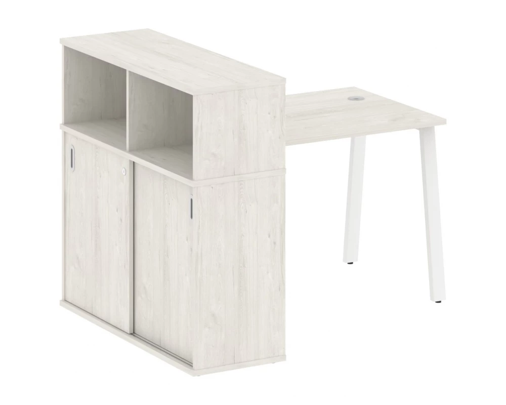 Стол письменный на А-образном м/к с опорным шкафом-купе 141x112x109,8 Metal System